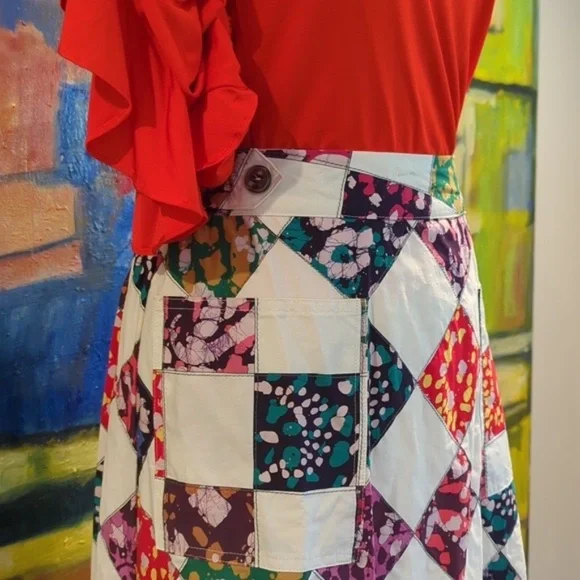 Tiny for Anthropologie patchwork midi skirt size large NWT - worn on tv